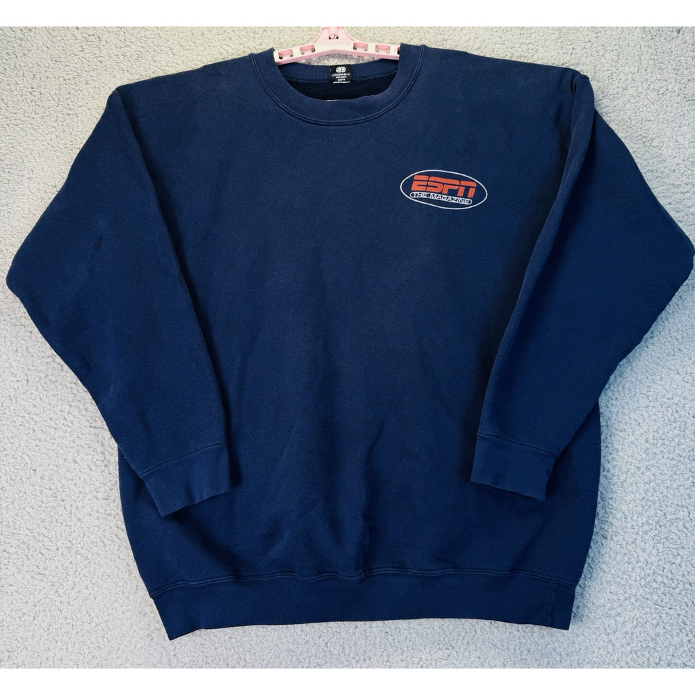 ZZ ESPN Logo Crewneck Sweatshirt XL Navy Blue Athletic Pullover